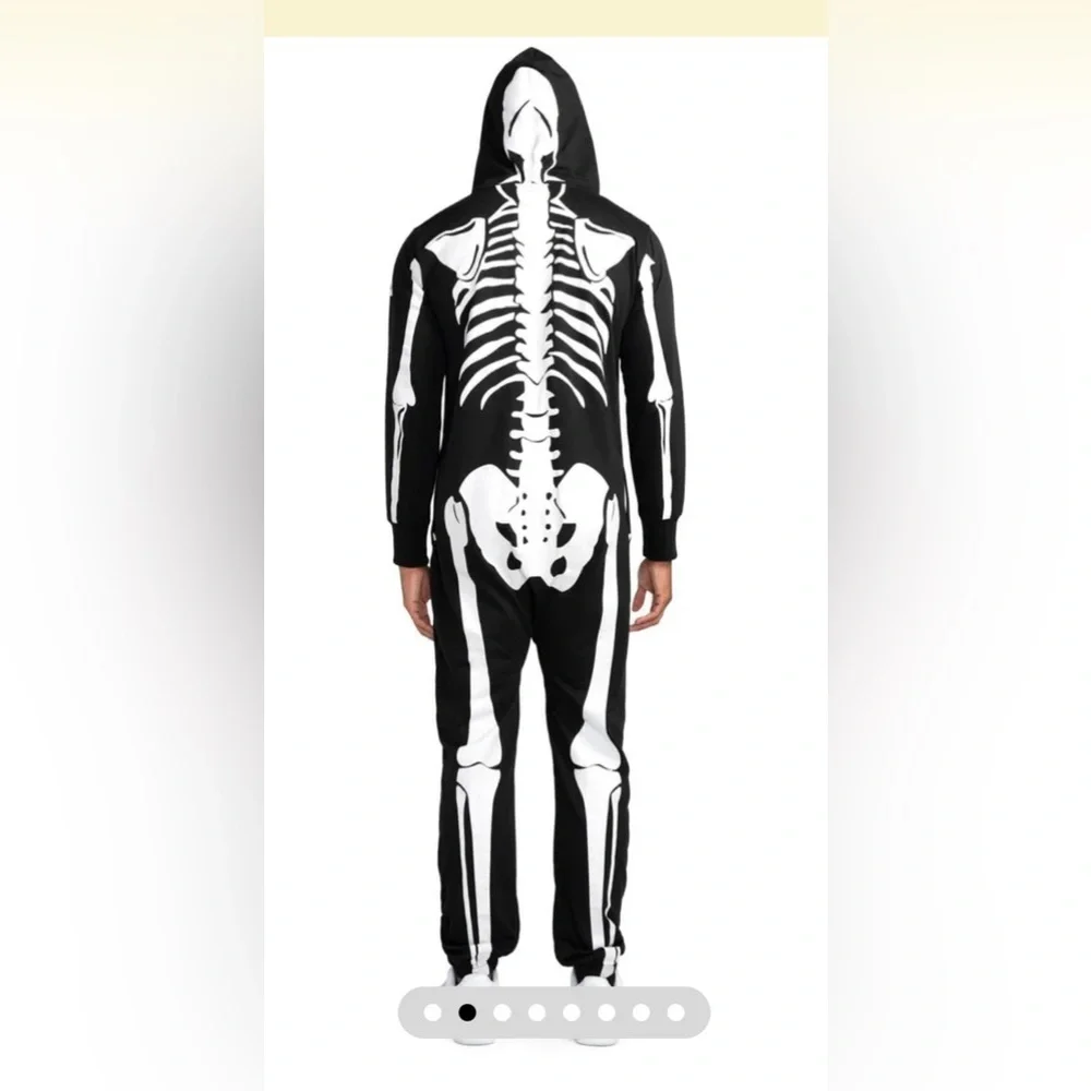 Tipsy Elves Black and White Skeleton Hooded Onesie - Picture 2 of 7